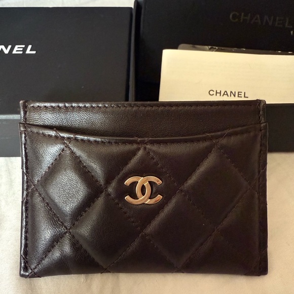 Lambskin Quilted Card Holder Black - Picture 2 of 5